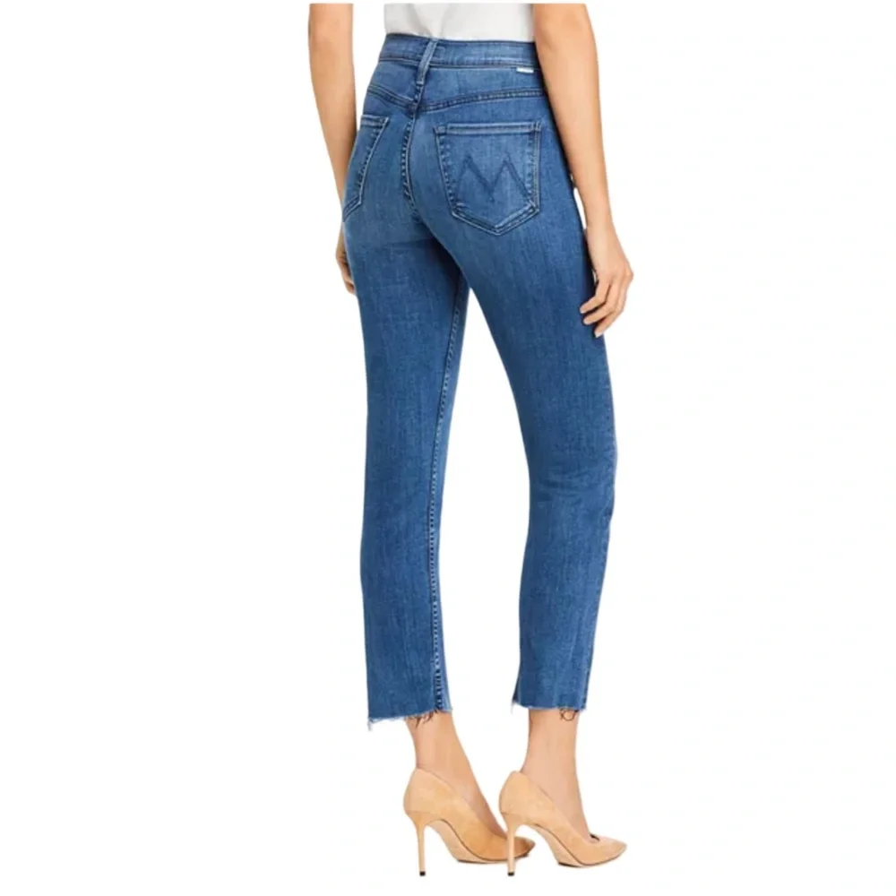 MOTHER The Tomcat Straight Leg Ankle Fray Blue Denim Jeans in Watch Me Size 27